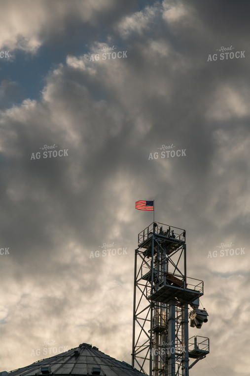 American Flag On Top of Grain Elevator 76328