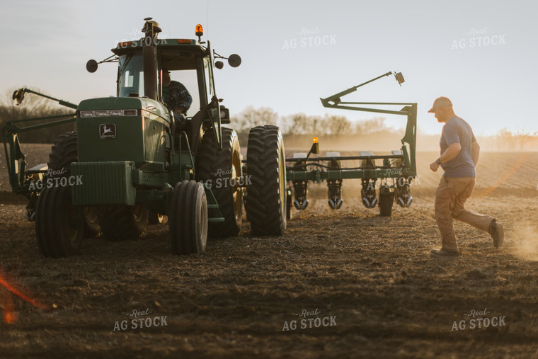 Farmer Running Towards Planter 7435