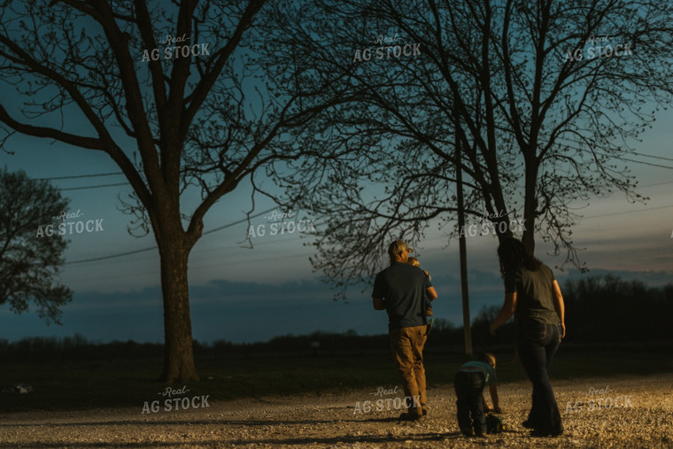 Farm Family Walking in Farmyard 7483