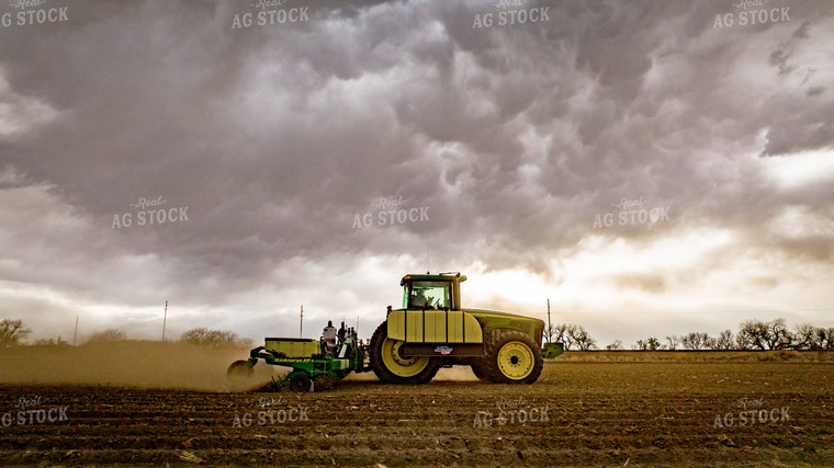 Tractor Plants Field Before Storm 56625