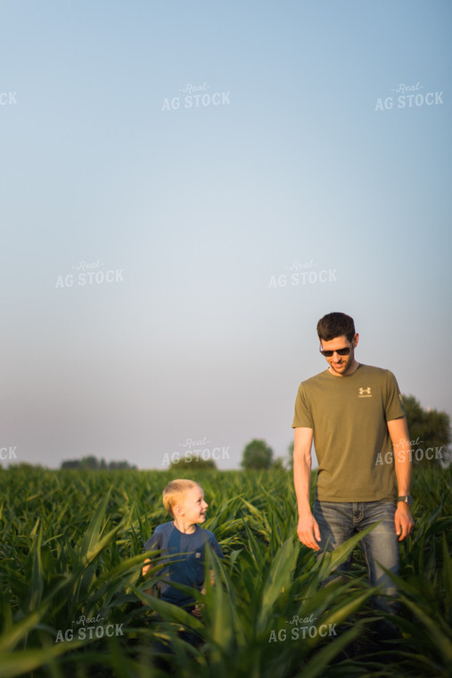 Father and Son in Corn Field 8155