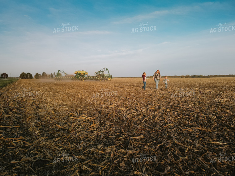 Farm Family in Field by Planter 8174