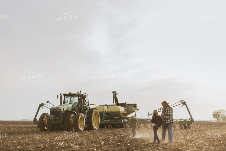 Farm Family in Field by Planter 8198