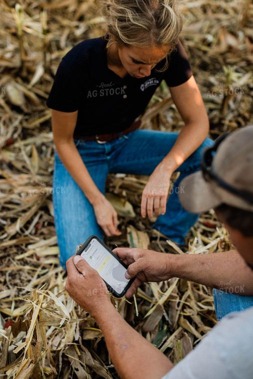 Farmer and Agronomist Using Phone in Field 8291