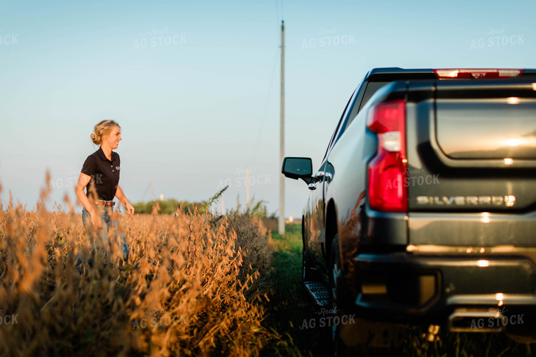 Female Agronomist Getting out of Truck 8337