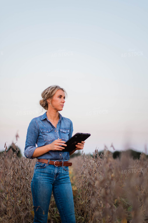 Female Farmer on Tablet in Field 8375