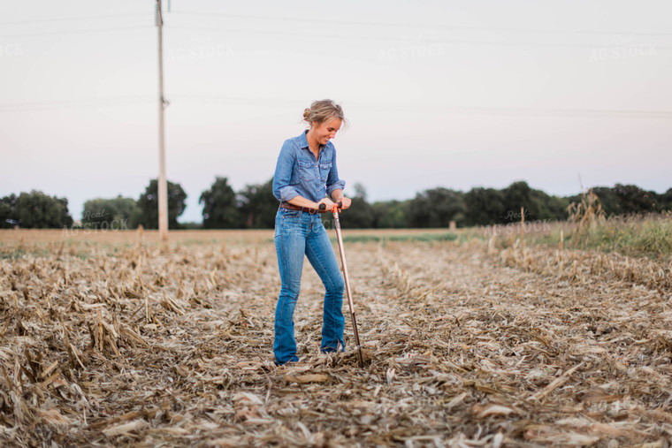 Female Farmer Taking Soil Sample 8381