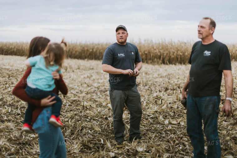 Farm Family Talking by Combine 8624