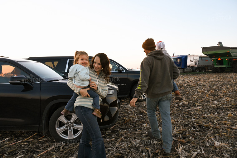 Farm Family Walking in Field 26315