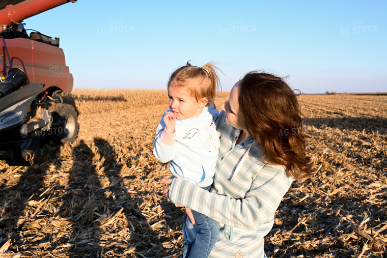 Farm Wife and Kid in Field 26320