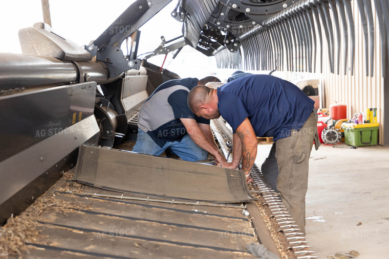 Farmers Fixing Combine Head 79525