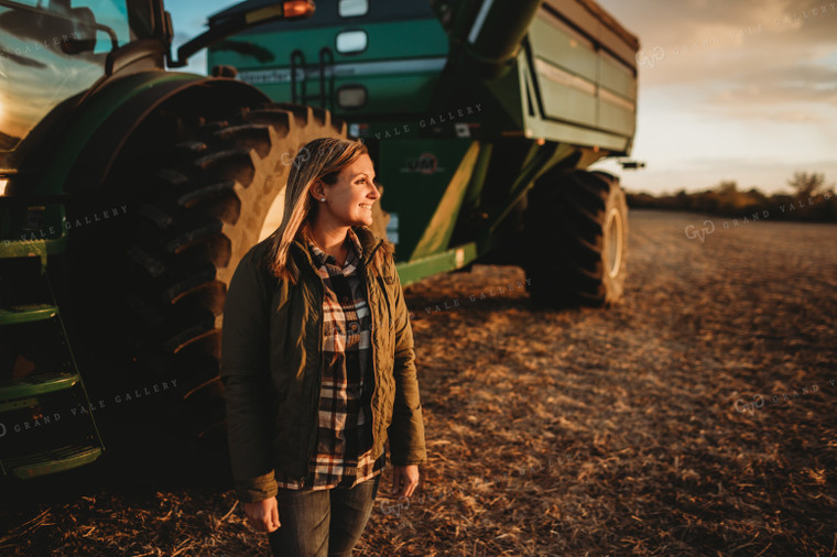 Female Farmer with Grain Cart 3470