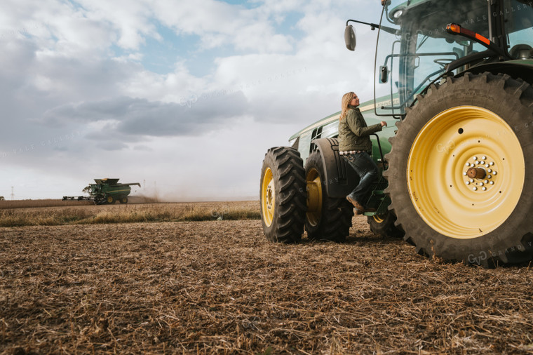 Female Farmer with Grain Cart 3516