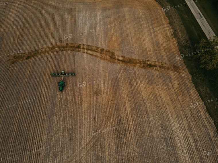 Planter on No-Till Ground with Waterway - Drone 4053