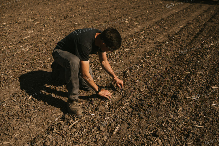 Farmer Checking Seed Depth 4109