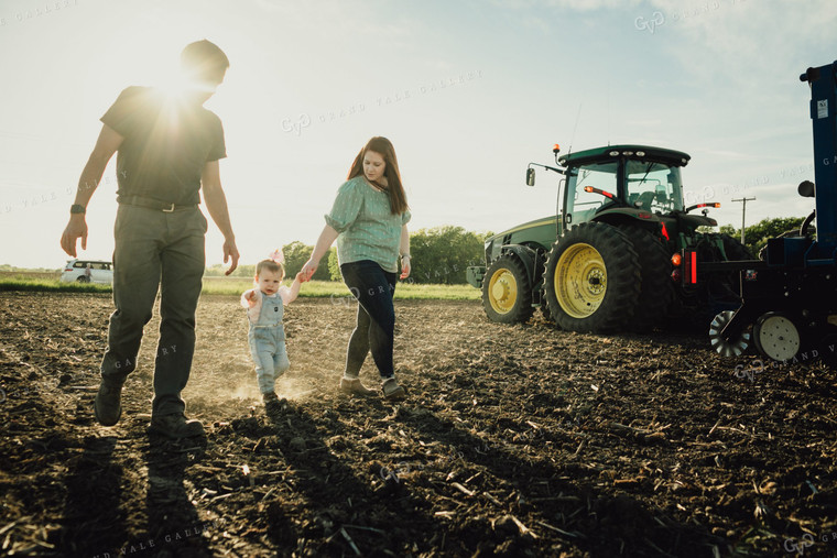 Farm Family in Field with Planter 4239