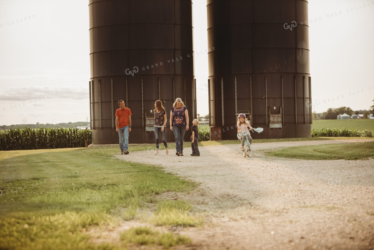 Farm Family Walking Along Corn Field 4470
