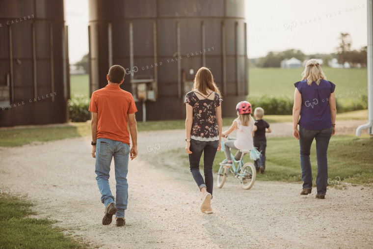 Farm Family Walking Along Corn Field 4476