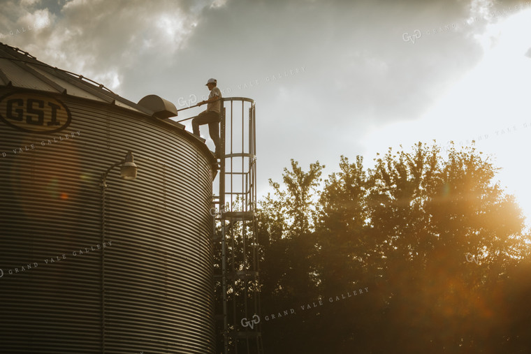 Farmer On Top of Grain Bin 4805