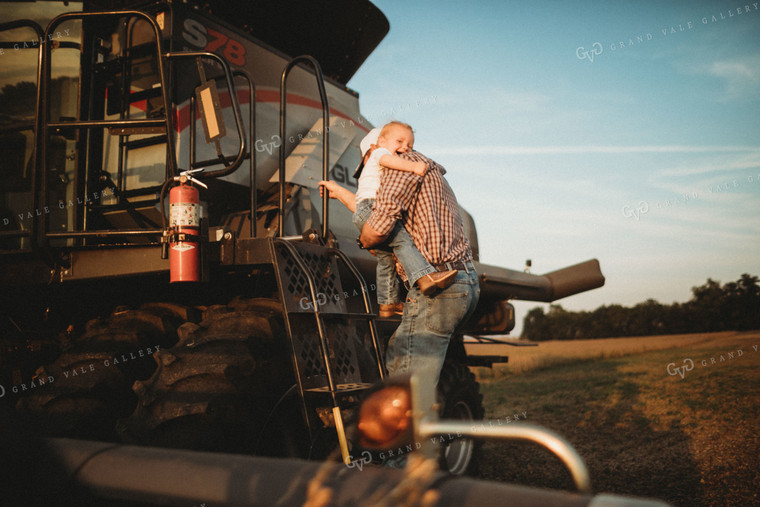 Farmer Helping Farm Kid Down Combine Ladder 4867