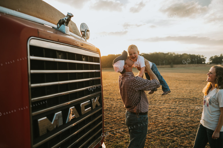 Young Farm Family During Soybean Harvest 4881