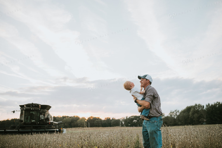 Farmer and Farm Kid During Soybean Harvest 4980