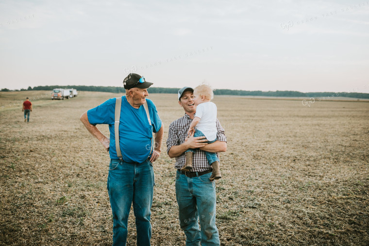 Farmers Standing in Dried Soybean Field 4981