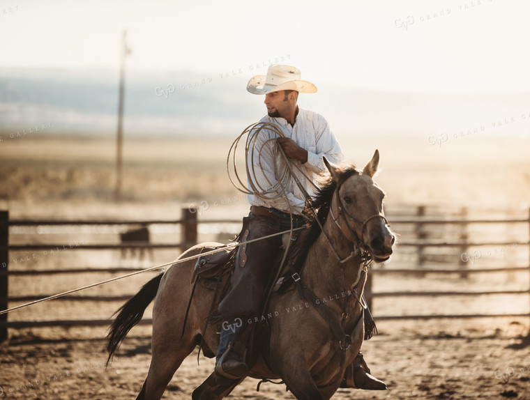 Rancher Roping on Horseback 54004