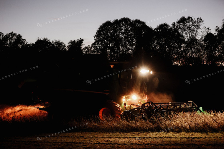 Harvesting Soybeans at Night 52258
