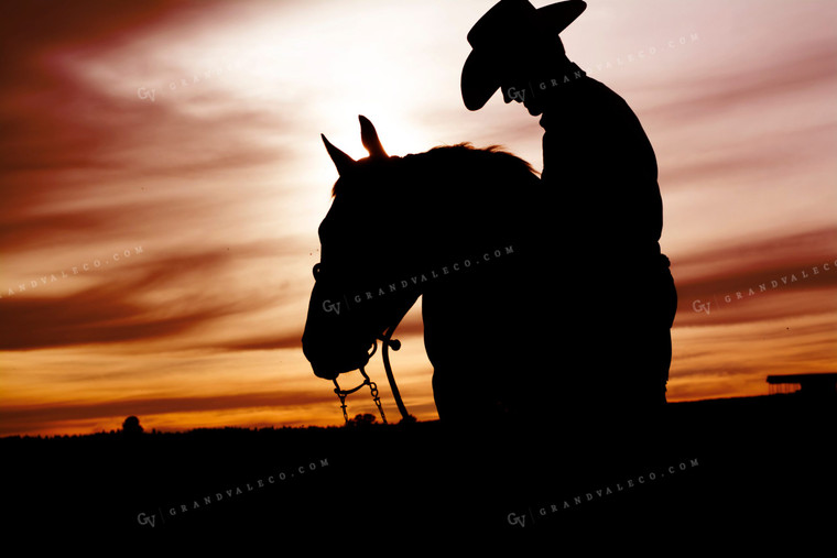 Rancher and Horse Silhouette 69018