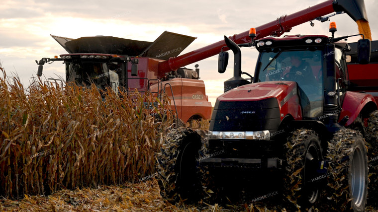 Combine Unloading Corn into Auger Wagon on the Go 25650