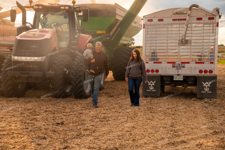 Three Generations Walking in Bean Field 25679