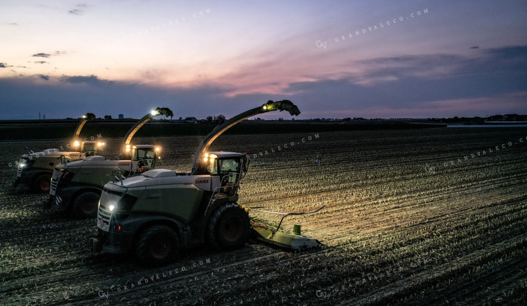 Silage Harvest at Night Drone 56210