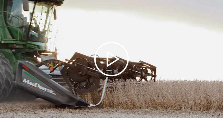 Close Up of Combine Cutting Soybeans 3963