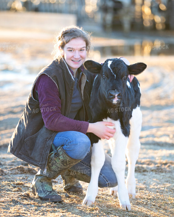 Farm Kid and Holstein Calf 55155