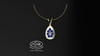 This simple, fashionably framed 13X17mm pear, two part design accentuates a crafted reflective center setting supporting .06 ct round diamond and genuine sapphire gemstones.

Hand selected by experts for their brilliance, rich color and eye catching appeal.

We believe as you do …

Be it; birthday, anniversary or just because… she deserves the best.

Your choice of 10 or 14K gold, white, yellow or two tone.

Chain not included but available on request, Ask us for details.