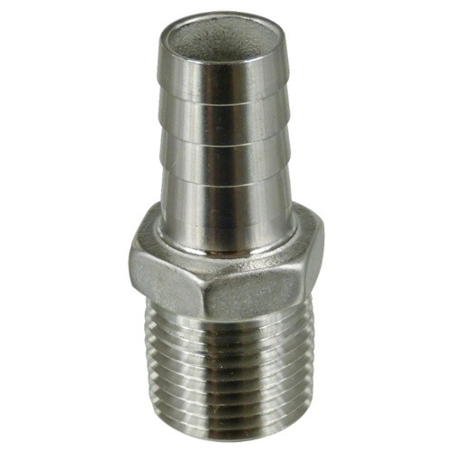 Stainless Barb - 1/2 in. MPT x 5/8 in. (1/2 in. ID) Stainless Barb - 1/2 in. MPT x 5/8 in. (1/2 in. ID)