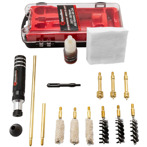 KLEENBORE INC KleenBore HMK3845 Multi-Pistol Kit .38/ .40/ .45/ 9mm/ 10mm Handgun Black/Red