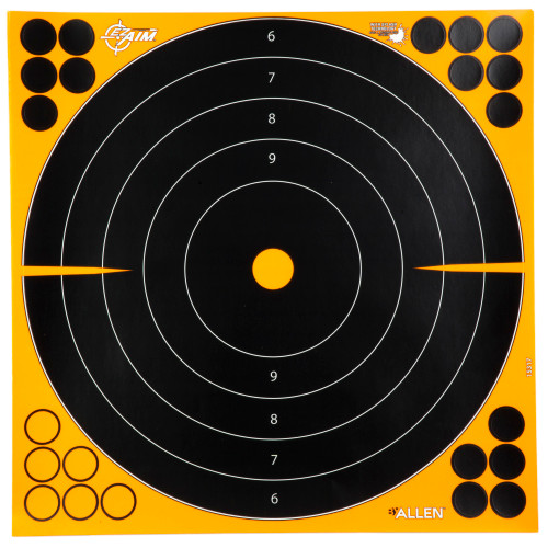 ALLEN COMPANY INC EZ-Aim 1531710 Splash Reactive  Self-Adhesive Paper Black/Orange  12"x12" Bullseye 10 Pack