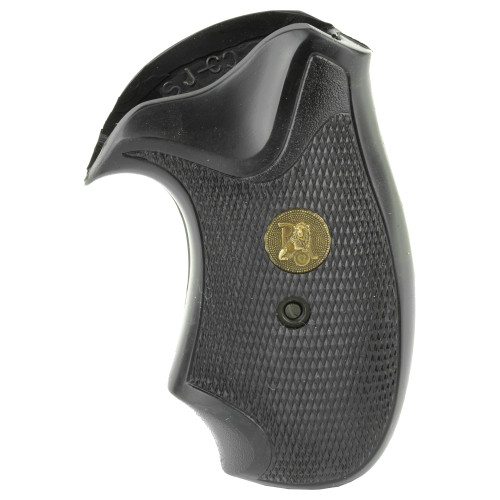 PACHMAYR GUN WORKS INC Pachmayr 03252 Compact Grip Checkered Black Rubber with Finger Grooves for S&W J Frame with Round Butt