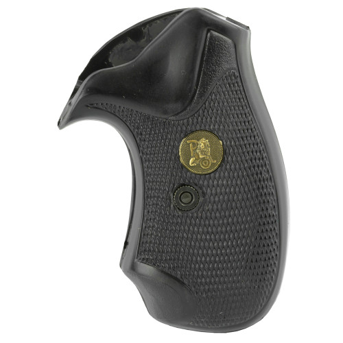 PACHMAYR GUN WORKS INC Pachmayr 03255 Compact Grip Checkered Black Rubber for S&W J Frame with Square Butt