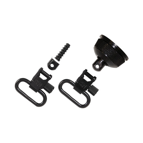 UNCLE MIKES/REVELYST Uncle Mike's 18002 Mag Cap Swivel Set made of Steel with Blued Finish, 1" Loop Size & Quick Detach Style for 12 Gauge Remington 870 Express with Wood Stock Includes Two Super Swivels