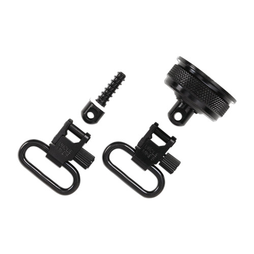 UNCLE MIKES/REVELYST Uncle Mike's 18012 Mag Cap Swivel Set made of Steel with Blued Finish, 1" Loop Size & Quick Detach Style for 12 Gauge Remington 870 & 870 Youth Shotguns Includes Two Super Swivels