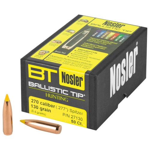 NOSLER INC Nosler 27130 Ballistic Tip  270Caliber 130gr Spitzer 50/Box