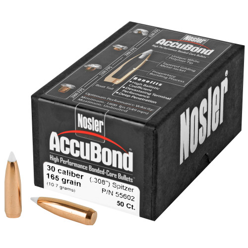 NOSLER INC Nosler 55602 AccuBond  30Cal 165gr Spitzer Point 50/Box