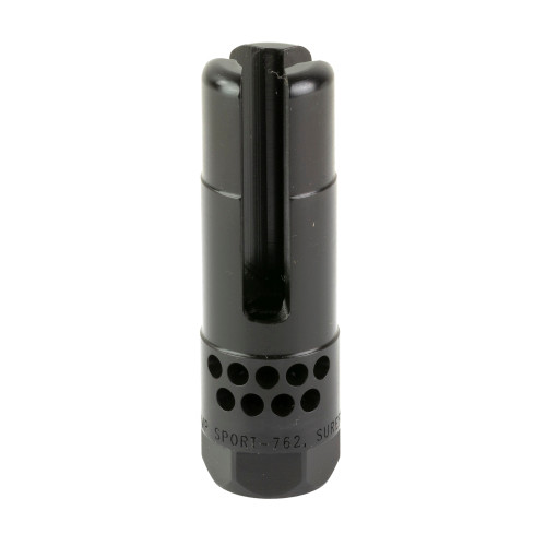 SUREFIRE- LASER PRODUCTS SureFire WARCOMPSPORT7625824 Warcomp Sport Flash Hider 30 Cal (7.62mm NATO) 5/8"-24 tpi, Open Tine 3-Prong, Ported Black Stainless Steel for AR/M4 Platform