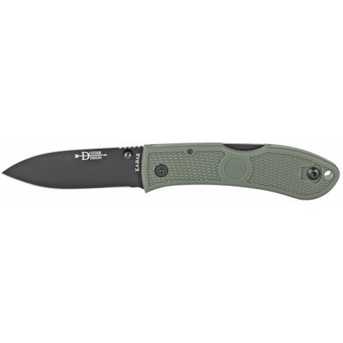 KA-BAR KNIVES INC Ka-Bar 4062FG Dozier Hunter 3" Folding Drop Point Plain Japanese AUS-8A SS Blade Zytel Foliage Green Handle