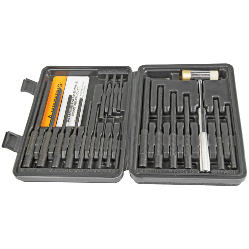 AOB/AMERICAN OUTDOOR BRND Wheeler 110128 Master Roll Pin Punch Set Steel Universal Knurled Handle 19 Pieces