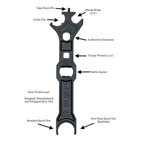 LBE Unlimited ARMTL Armorers Tool  Black 4140 Steel AR Platform Firearm AR-15 Compatible w/ AR15