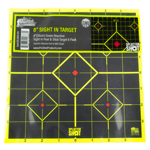 PRO SHOT PRODUCTS Pro-Shot 8SIGREEN6PK SplatterShot Sight-In Self-Adhesive Paper Black/Green 8" 5-Diamond 6 Pack